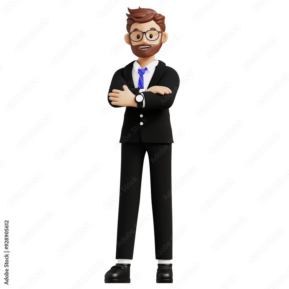 Business man with folded hands 3d character illustration Business man with folded hands 3d character illustration