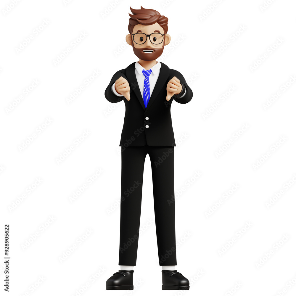 Business man with thumbs down gesture 3d character illustration Business man with thumbs down gesture 3d character illustration