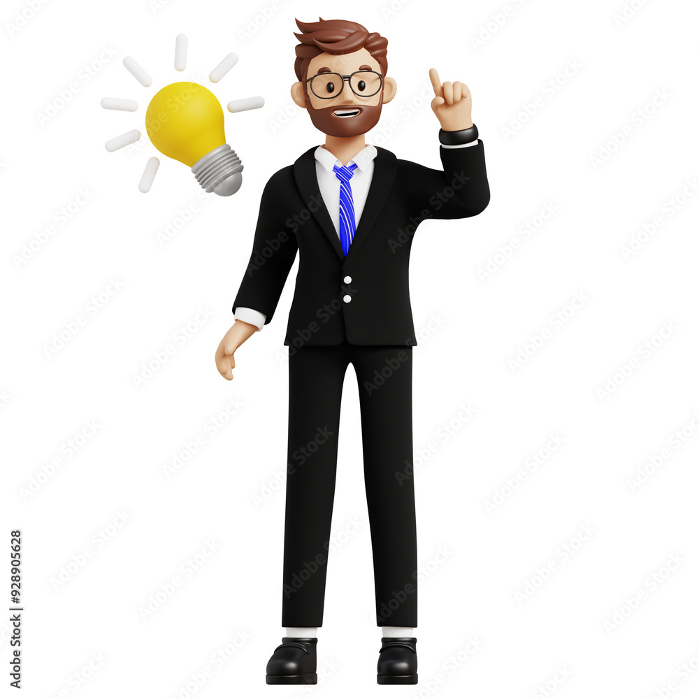 Business man with idea 3d character illustration Business man with idea 3d character illustration