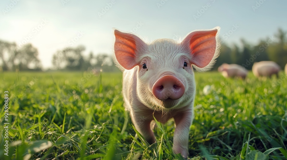 Cute Piglet in a Field Cute Piglet in a Field