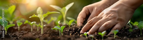 Hands Planting Seeds in Org...