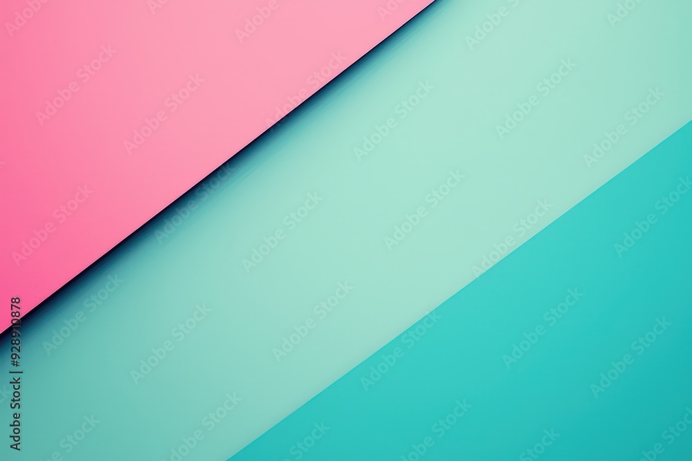 Two diagonal layers of soft pink and teal create a striking contrast, adding depth to a contemporary design aesthetic Two diagonal layers of soft pink and teal create a striking contrast, adding depth to a contemporary design aesthetic