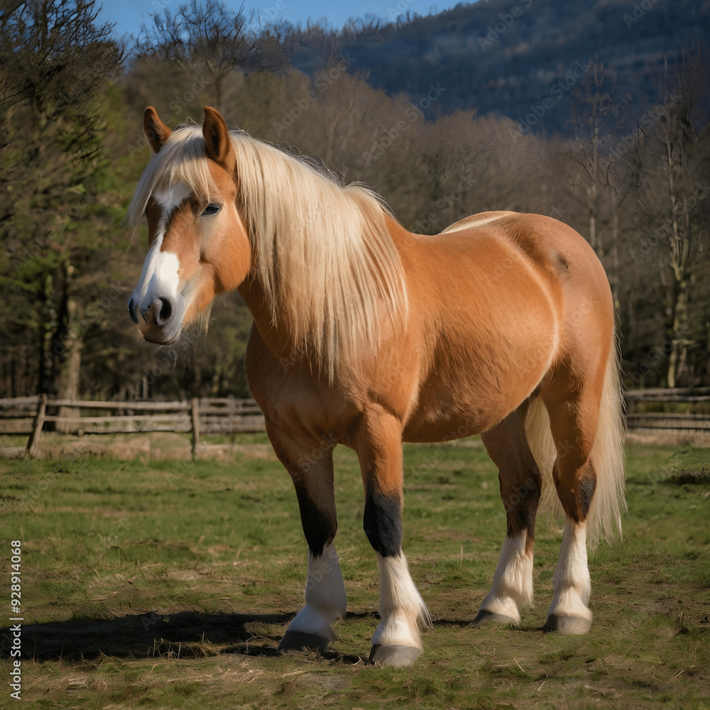 beautiful haflinger horse in the field beautiful haflinger horse in the field