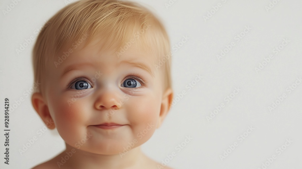 Little child Baby anticipation emotion on white background qith copyspace Little child Baby anticipation emotion on white background qith copyspace