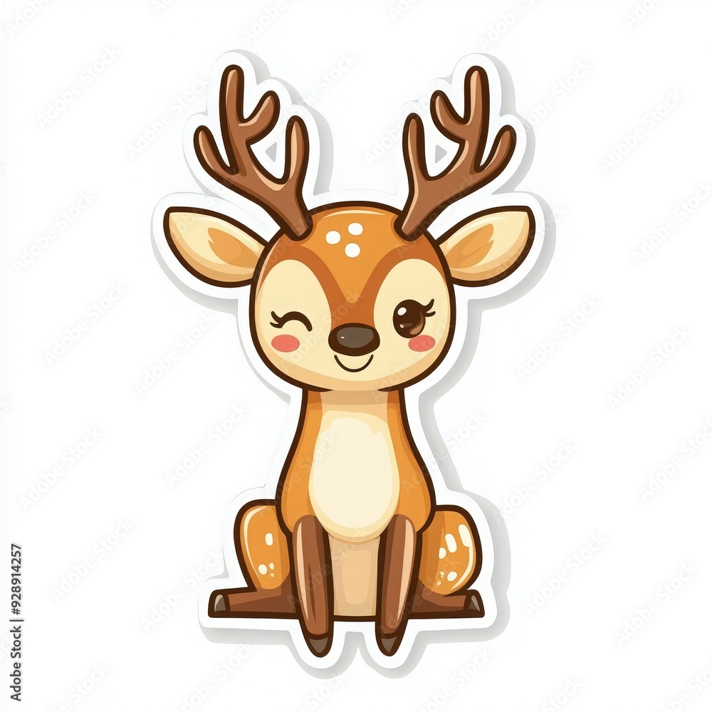 Cute cartoon deer with antlers, smiling in a playful pose. Perfect for children's illustrations or nature-themed designs. Cute cartoon deer with antlers, smiling in a playful pose. Perfect for children's illustrations or nature-themed designs.