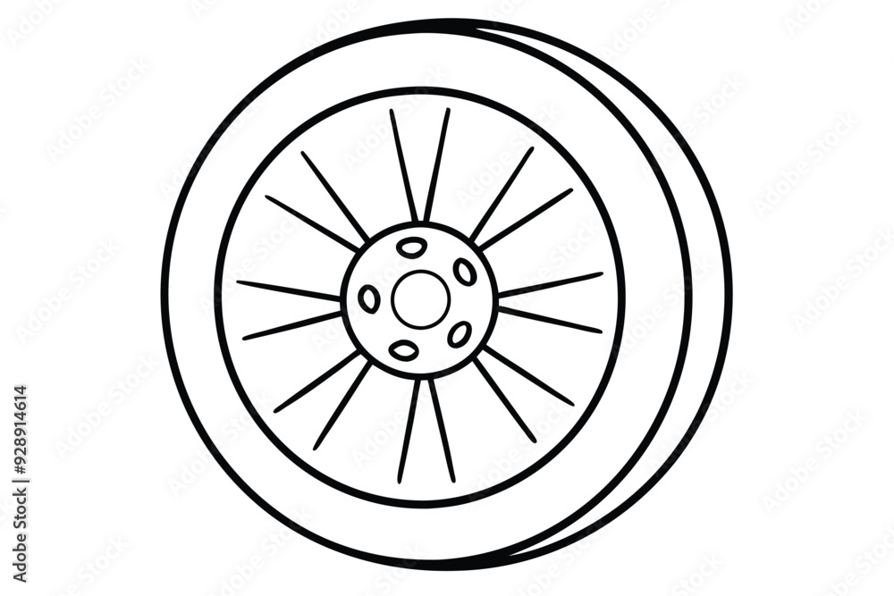 Car wheel tire line art vector illustration Car wheel tire line art vector illustration
