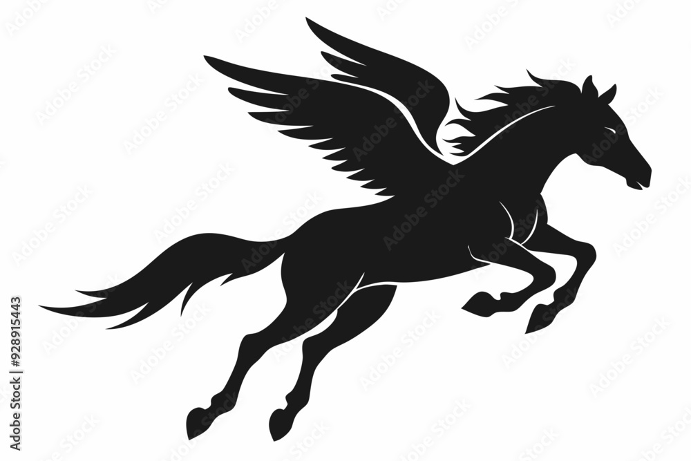 flying pegasus vector silhouette, winged horse icon, unicorn design flying pegasus vector silhouette, winged horse icon, unicorn design