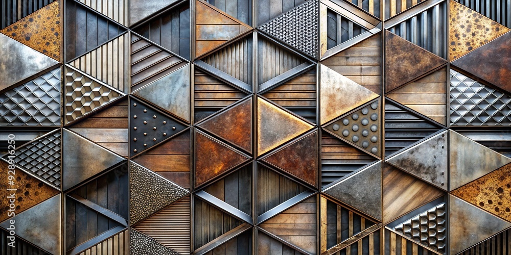 Fototapeta premium Geometric Industrial: Edgy, urban, industrial textures, metallic colors, sharp angles