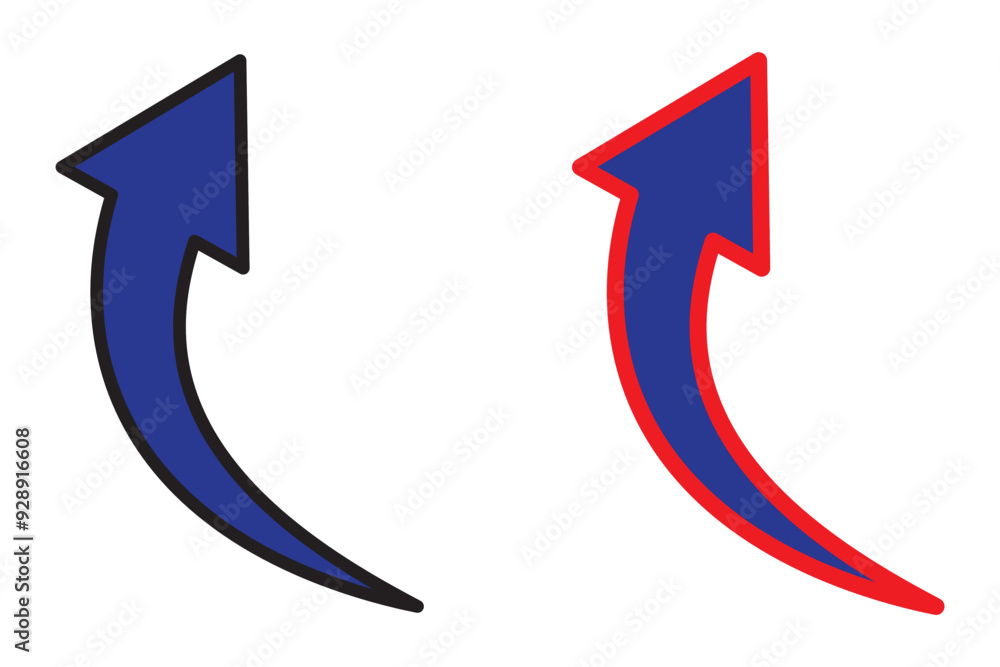 Curved arrow icon vector. Arrow pointer icon sign symbol in trendy flat style. Arrow right left vector icon illustration isolated on white and black background Curved arrow icon vector. Arrow pointer icon sign symbol in trendy flat style. Arrow right left vector icon illustration isolated on white and black background