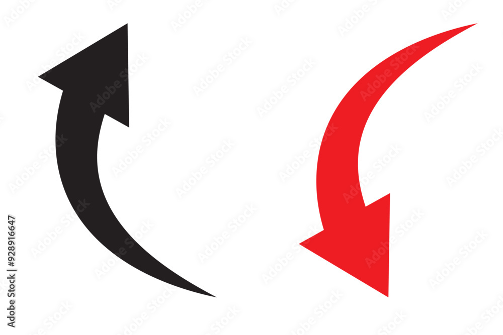 Curved arrow icon vector. Arrow pointer icon sign symbol in trendy flat style. Arrow right left vector icon illustration isolated on white and black background Curved arrow icon vector. Arrow pointer icon sign symbol in trendy flat style. Arrow right left vector icon illustration isolated on white and black background