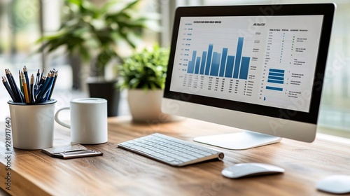 A digital dashboard displaying a person's financial health with sections for budgeting savings and debt management Stock Photo with copy space