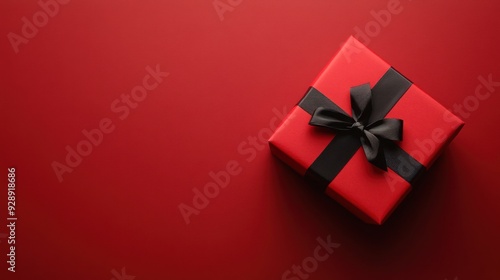 Wallpaper Mural Red Gift Box with Black Ribbon Torontodigital.ca