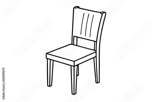 Furniture wooden dinning chair line art vector illustration