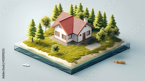 Dreamy Lakefront Retreat from Isometric Angle