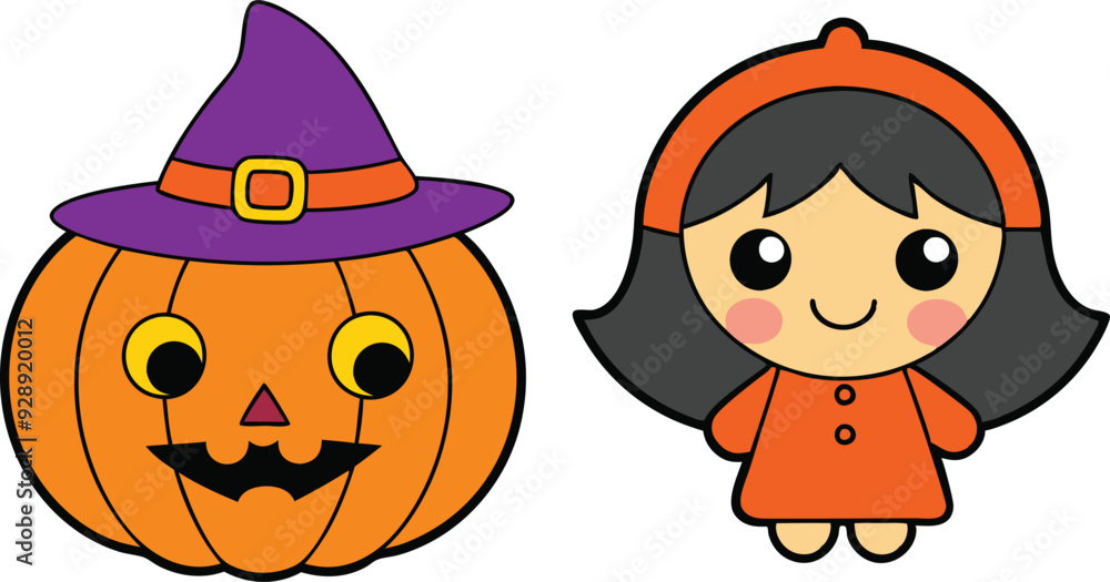 Funny Vector Halloween Witch with Pumpkin - Spooky and Playful Illustration Funny Vector Halloween Witch with Pumpkin - Spooky and Playful Illustration