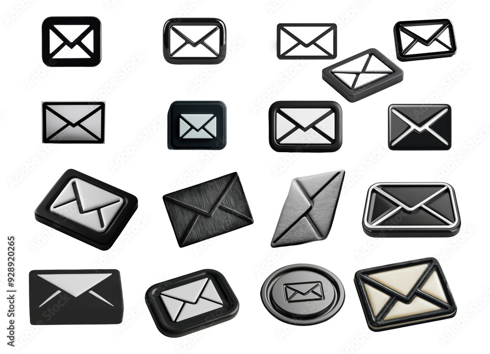 mail icon set isolated on a transparent background mail icon set isolated on a transparent background