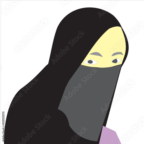 a woman wearing a hijab and covering her face with a black veil