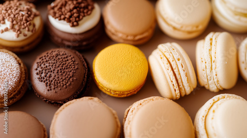 Elegant French Pastries: Macaroons, Croissants, and Delicate Treats in Autumnal Hues