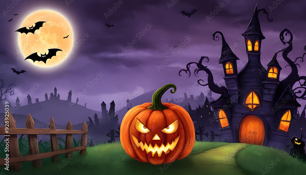 A carved Halloween pumpkin with a sinister face, glowing orange from within, set against a dark, moody background. The pumpkin has sharp teeth and pointed eyes, creating a spooky atmosphere. A carved Halloween pumpkin with a sinister face, glowing orange from within, set against a dark, moody background. The pumpkin has sharp teeth and pointed eyes, creating a spooky atmosphere.