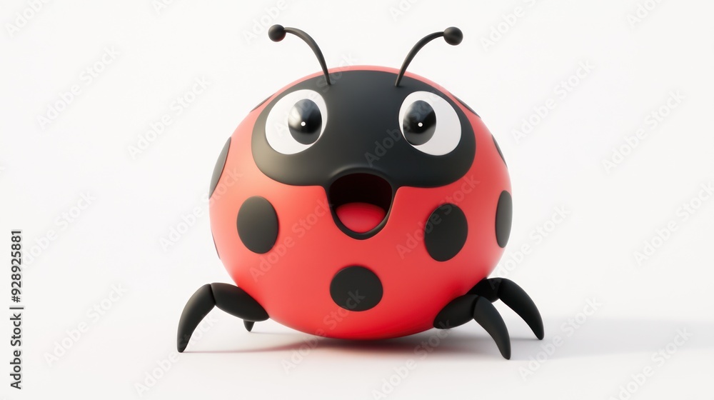 Obraz premium Cute Cartoon Ladybug