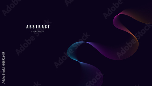 Abstract Flowing Gradient Waves on Dark Background in vibrant gradient colors on a dark background. The smooth, curved lines create a dynamic and modern design, perfect for creative projects.