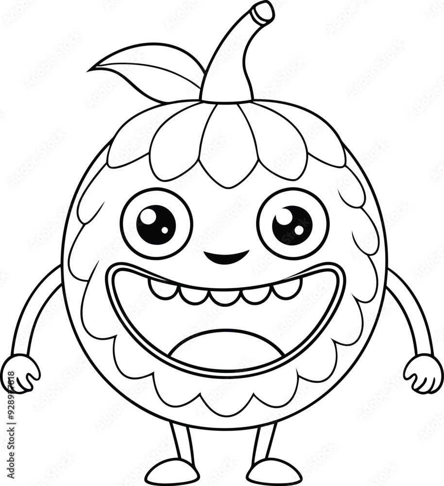funny fruit monstar character line art black and white funny fruit monstar character line art black and white