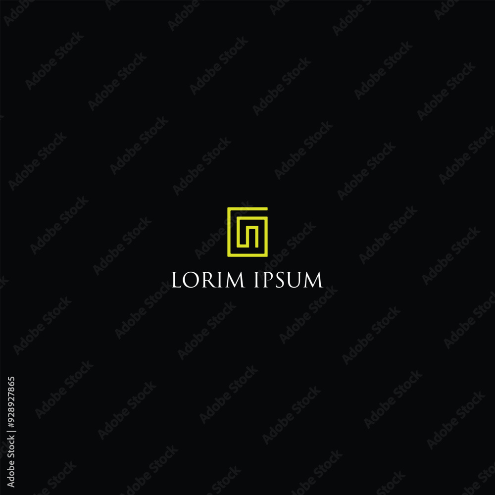 One-Line MG Monogram in a Frame with Lorem Ipsum Text on Black Background - EPS 10 File for Versatile Use. One-Line MG Monogram in a Frame with Lorem Ipsum Text on Black Background - EPS 10 File for Versatile Use.