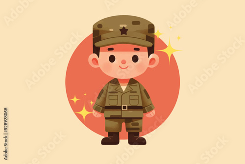 illustration of a small child wearing a military uniform