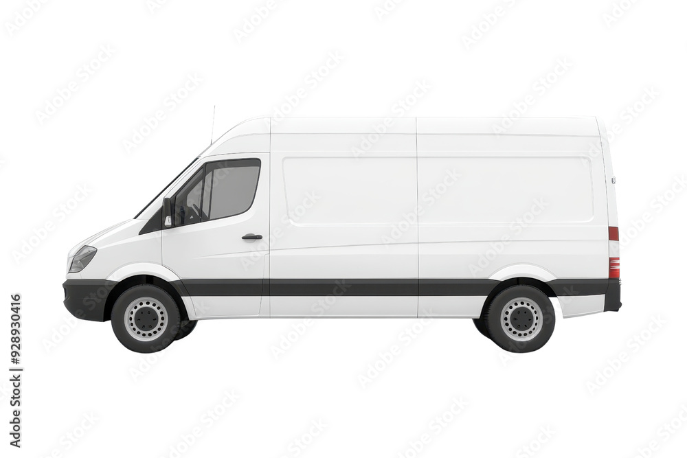White delivery van, side view on transparent background. Perfect for transporting goods or showcasing commercial vehicle design. White delivery van, side view on transparent background. Perfect for transporting goods or showcasing commercial vehicle design.