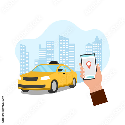 online taxi ordering service a driver vector illustration