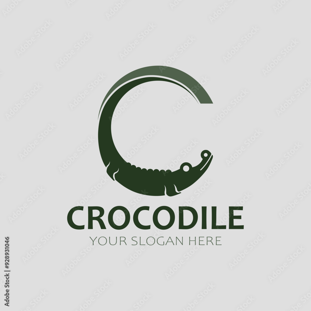 crocodile logo in the shape of the letter C vector crocodile logo in the shape of the letter C vector