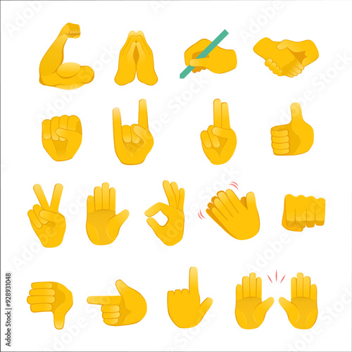 Set of hands icons and symbols emoji hand vector
