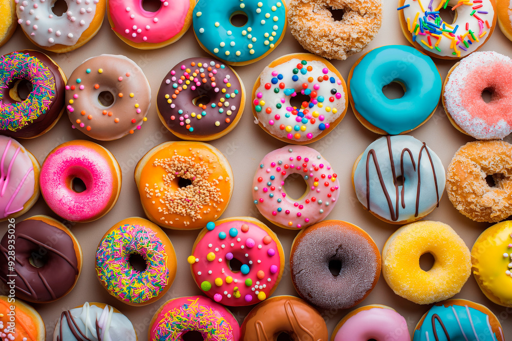 delicious colorful donuts in full frame background delicious colorful donuts in full frame background
