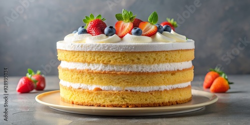 Luscious fruit-adorned cake, a delightful sweet treat photo