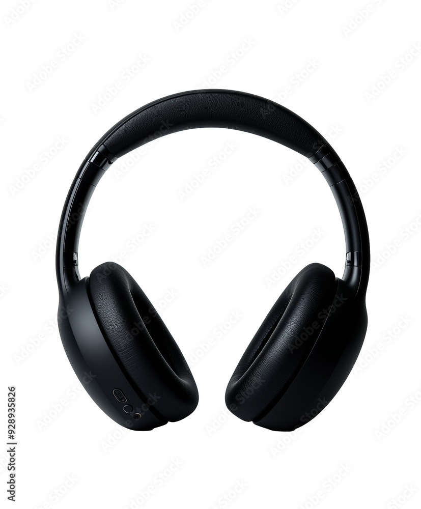 pair of modern black over-ear headphones isolated on transparent background pair of modern black over-ear headphones isolated on transparent background