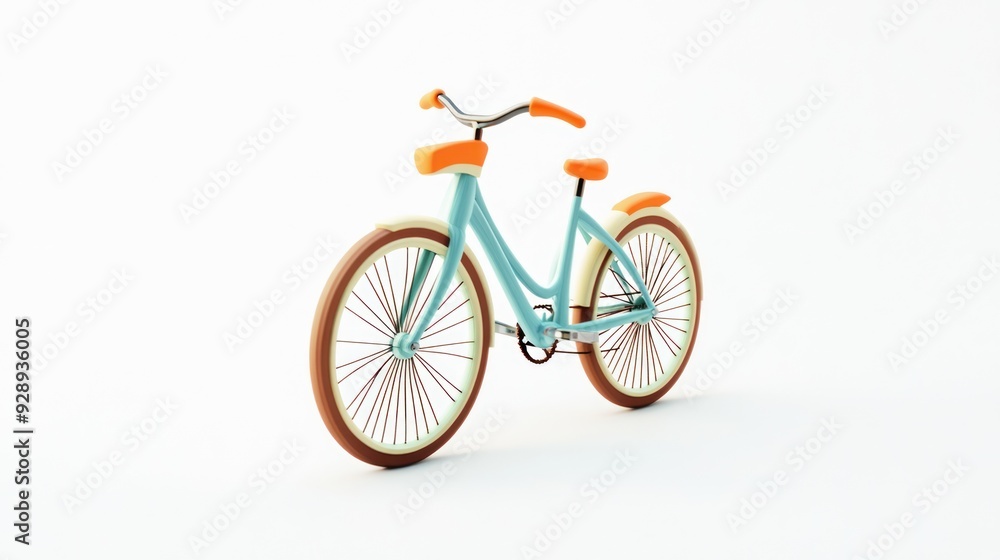 Fototapeta premium Blue Bicycle on White Background