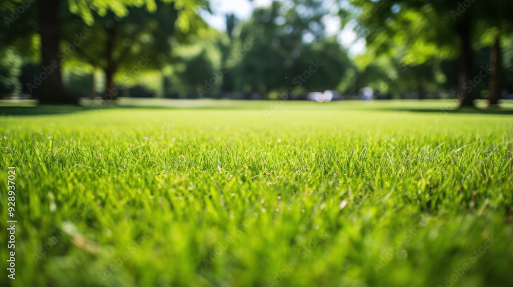 View of a lush green lawn. Soft blurred background. View of a lush green lawn. Soft blurred background.