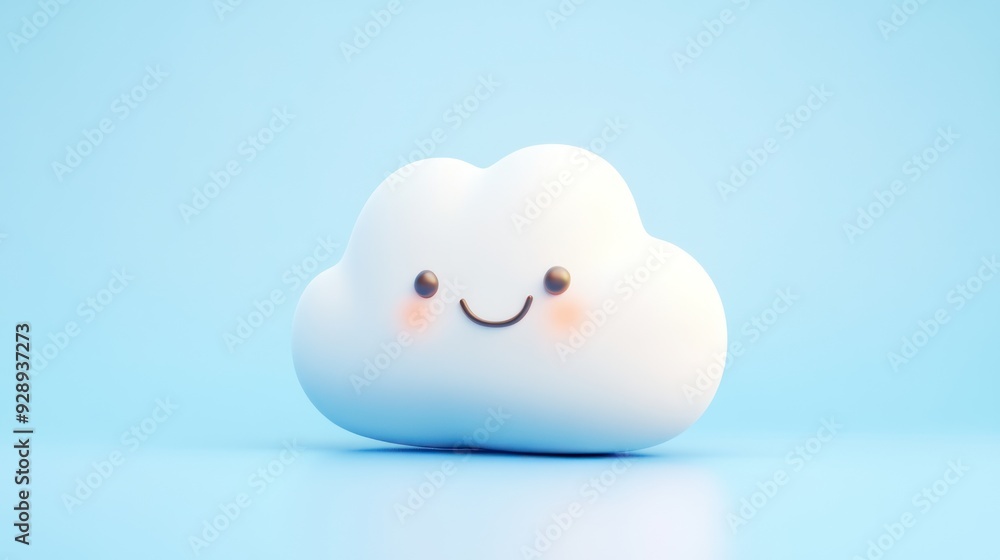 Smiling Cloud on a Blue Background Smiling Cloud on a Blue Background