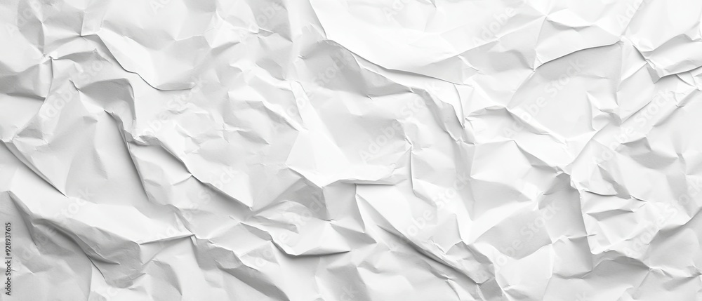 Obraz premium Blank crumpled paper texture background with light wrinkles seamless white surface high-quality for creative designs minimalist abstract textures