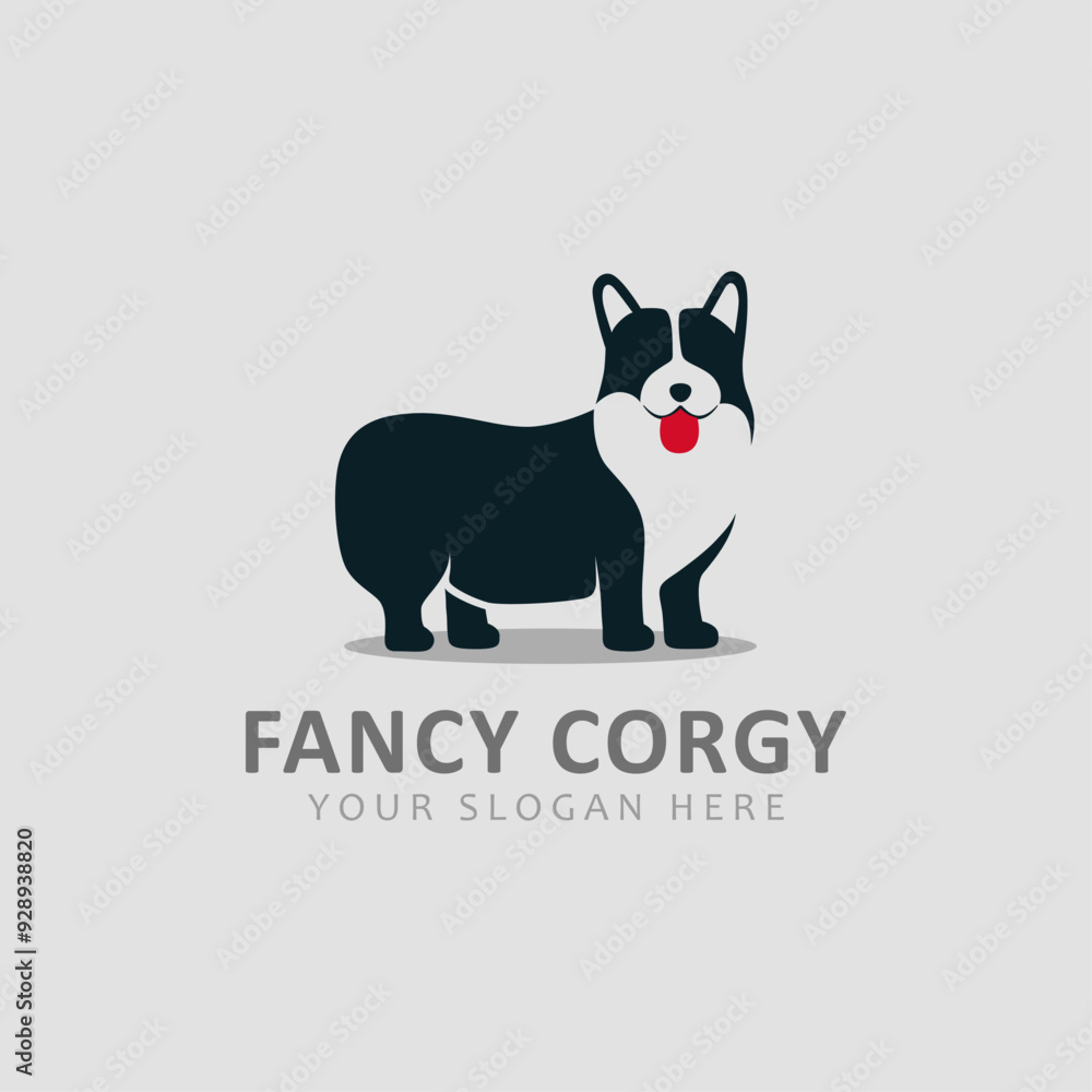 Obraz premium fancy corgy dog logo silhouette vector