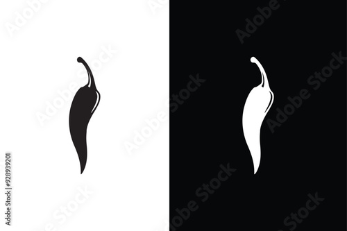 Spicy chili hot  icon  illustration on white and black background.