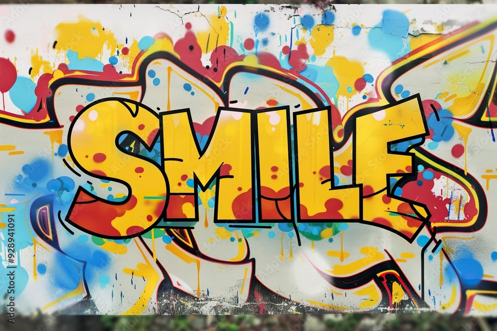 A graffiti style text featuring A graffiti style text featuring