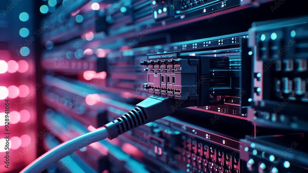 Network cable connecting to server in data center Network cable connecting to server in data center