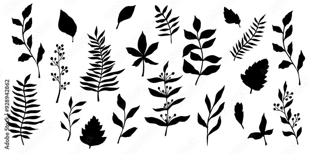 vector contour branch and leaves. Elegant branches. black silhouette element with white background, editable. hand drawn monochrome botanical illustration, wedding cards, logo, tattoo. vector contour branch and leaves. Elegant branches. black silhouette element with white background, editable. hand drawn monochrome botanical illustration, wedding cards, logo, tattoo.