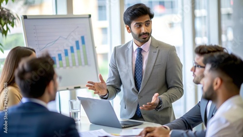 Wallpaper Mural An Indian financial services analyst presenting various investment options to clients.
 Torontodigital.ca