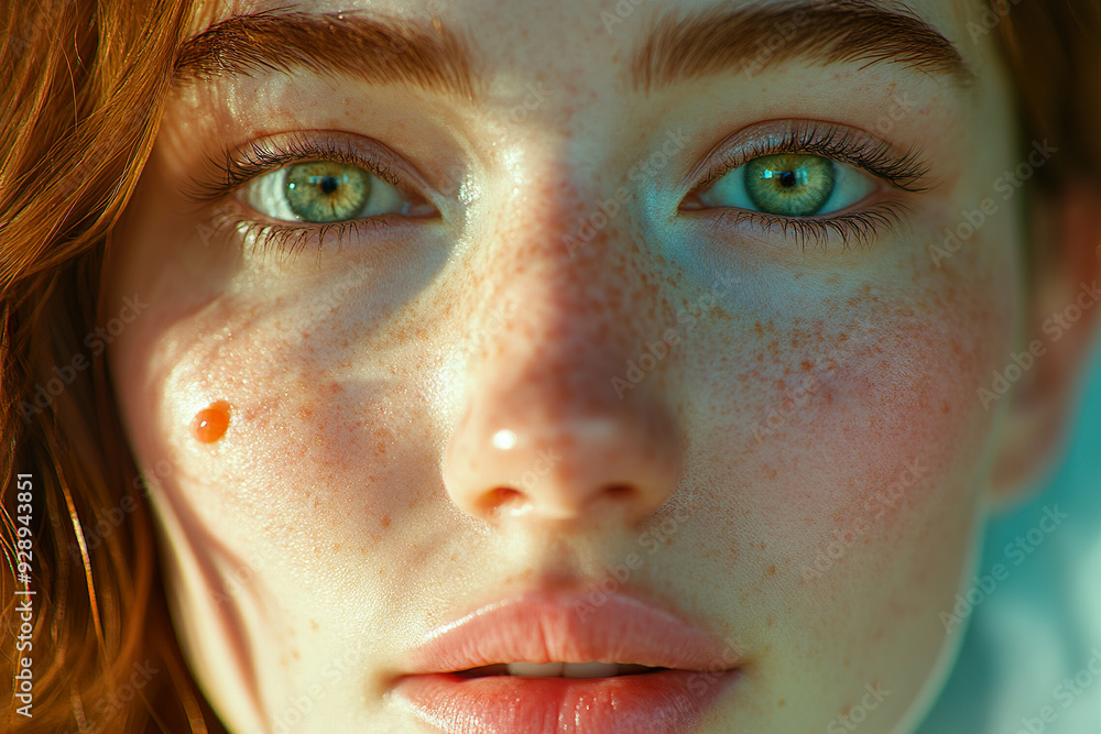 Fototapeta premium Woman with Bright Complexion Promoting Skin Vitamins