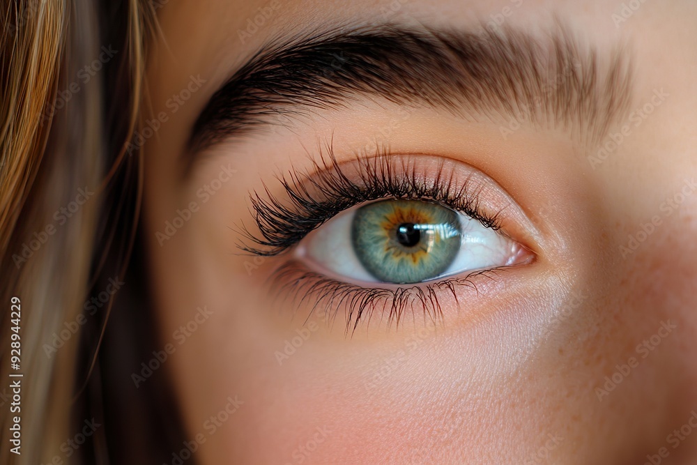 Obraz premium Woman's Eye Highlighting Long, Curled Eyelash Extensions