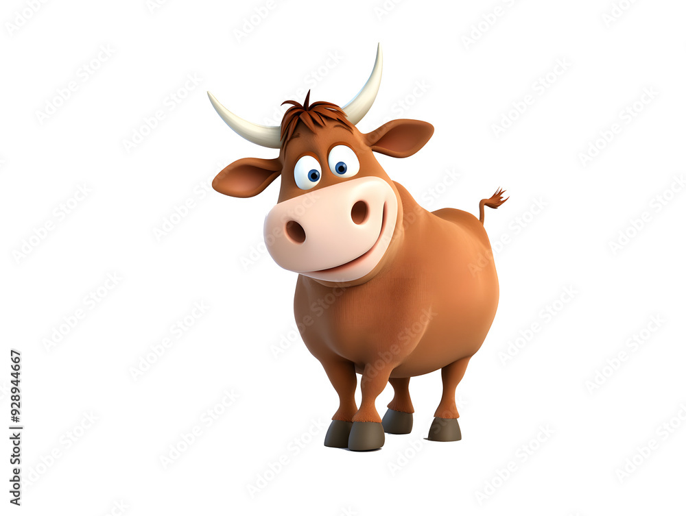 3D cartoon cow in a farm setting, ideal for creative designs with a transparent background. 3D cartoon cow in a farm setting, ideal for creative designs with a transparent background.