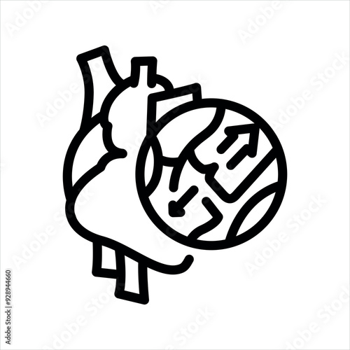 Aortic regurgitation line black icon. Signs for web page