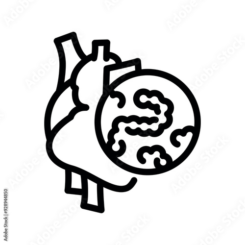 Endocarditis black line icon.